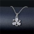 Crystal & Silver-Plated Pear Flower Pendant Necklace Fashion