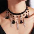 Black Howlite & Polster Silver-Plated Tassel Choker Necklace Online now