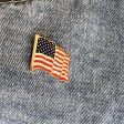 Red Enamel & 18K Gold-Plated American Flag Brooch Fashion