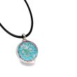 Sky Blue Gypsophila Round Cord Pendant Necklace For Cheap