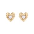 Pearl & 18K Gold-Plated Textured Heart Stud Earrings Cheap