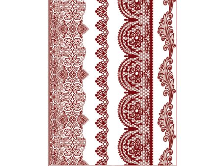 Red Rattan Floral Temporary Tattoos-Set Of 5 Online