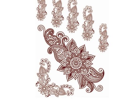 Red Paisley Floral Temporary Tattoo Set - 5 Pcs Hot on Sale