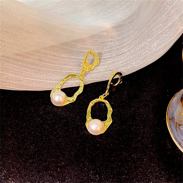 Pearl & 18K Gold-Plated Open Oval Drop Earrings For Discount