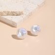 Iridescent Pearl & Silver-Plated Hammered Round Stud Earrings Online