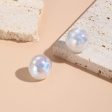 Iridescent Pearl & Silver-Plated Round Stud Earrings Online now