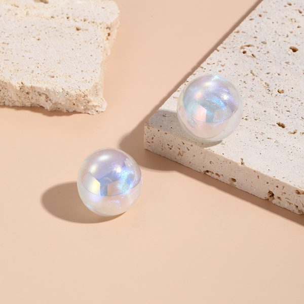 Iridescent Pearl & Silver-Plated Round Stud Earrings Online now