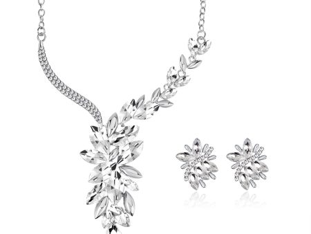 Crystal & Cubic Zirconia Cluster Necklace & Drop Earrings Online