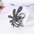 Black Cubic Zirconia & Silver-Plated Flower Brooch Supply