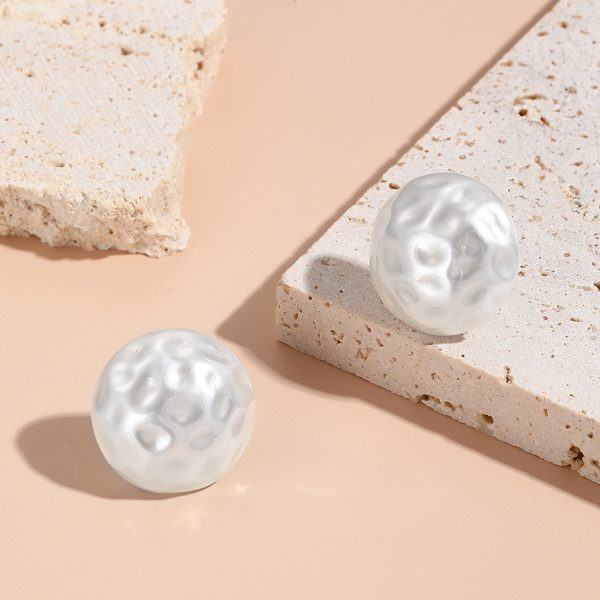 Pearl & Silver-Plated Hammered Round Stud Earrings Discount