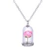 Silver-Plated & Pink Velvet Rose Pendant Necklace Online Hot Sale