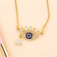 Blue Crystal & Cubic Zirconia Evil Eye Pendant Necklace Cheap