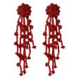 Red Acrylic & Silver-Plated Flower Tassel Drop Earrings Online Sale