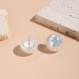 Iridescent Pearl & Silver-Plated Round Stud Earrings Online now