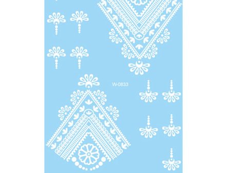 White Lace Floral Chevron Temporary Tattoo Set - 5 Pcs Online now