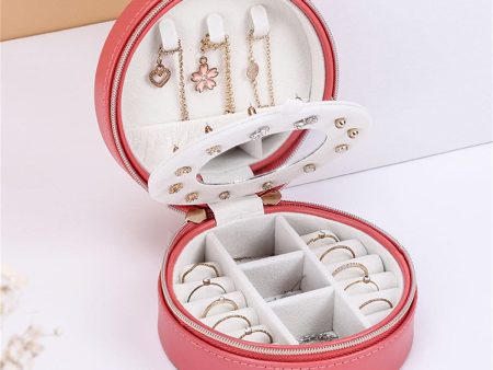 Red Two-Compartment Portable Jewelry Box Discount