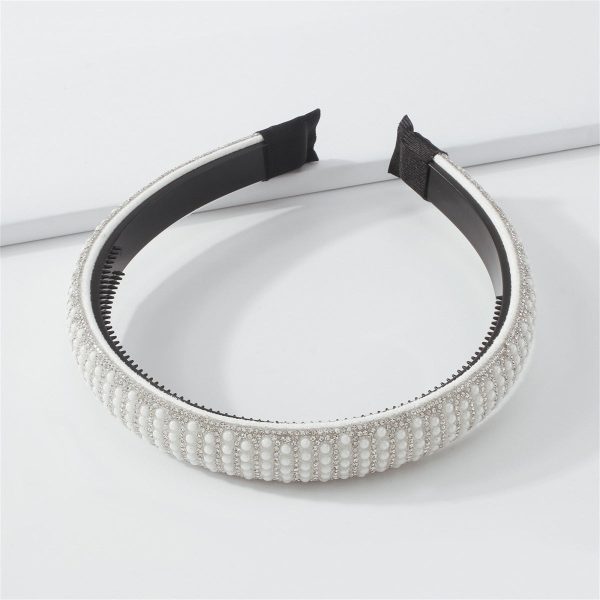 White & Cubic Zirconia Beaded Hard Headband Sale