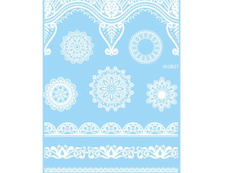 White Lace Flower Plate Temporary Tattoo Sheet - 5 Pcs Online Sale