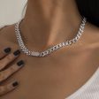 Silver-Plated Curb Chain Bar Choker Necklace Discount