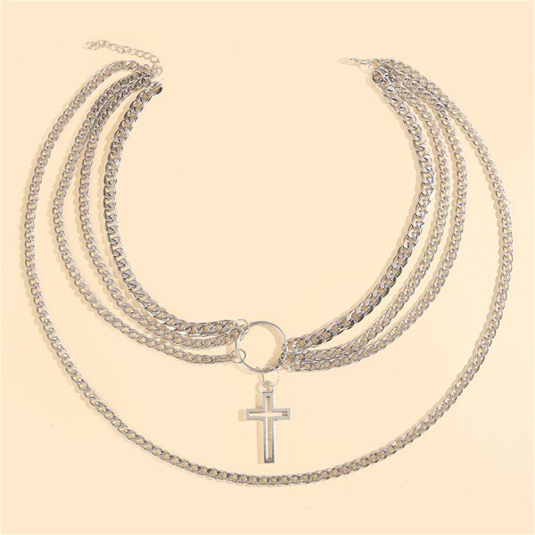 Silver-Plated Cross Layered Pendant Necklace Online now