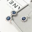 Blue Crystal & Cubic Zirconia Flower Stud Earrings & Pendant Necklace Sale