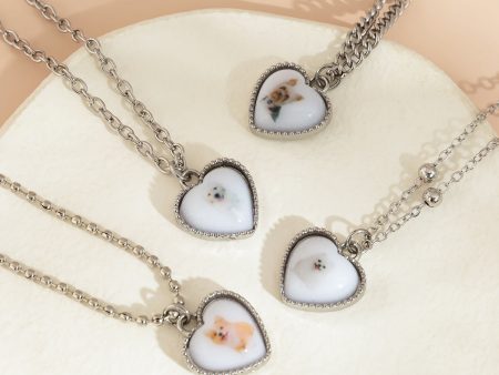 White Resin & Silver-Plated Dog Heart Pendant Necklace Set on Sale