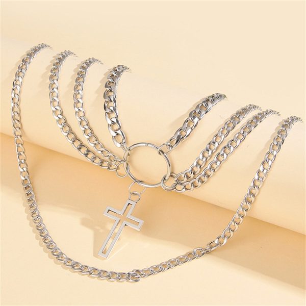 Silver-Plated Cross Layered Pendant Necklace Online now