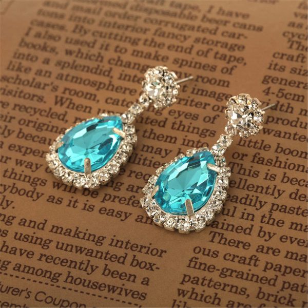 Blue Crystal & Cubic Zirconia Drop Earrings & Statement Necklace Online Hot Sale