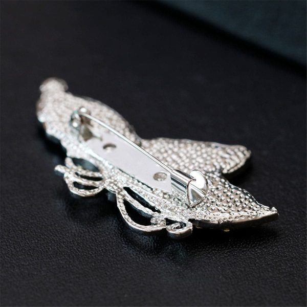 White Cubic Zirconia & Abalone Shell Butterfly Brooch Online now