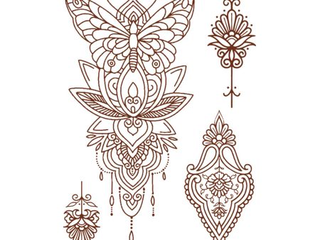 Red Butterfly Lotus Temporary Tattoo Set - 5 Pcs on Sale