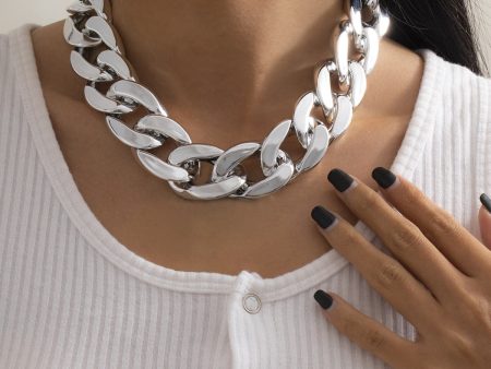 Silver-Plated Curb Chain Choker Necklace Supply