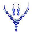 Blue Crystal & Cubic Zirconia Drop Necklace Set on Sale