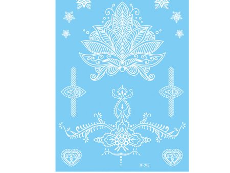 White Floral Snowflake Temporary Tattoos-Set Of 5 Online