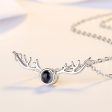 Black Crystal & Platinum Antlers Pendant Necklace Online now