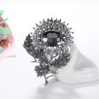 Black Crystal & Cubic Zirconia Sunflower Brooch Online now