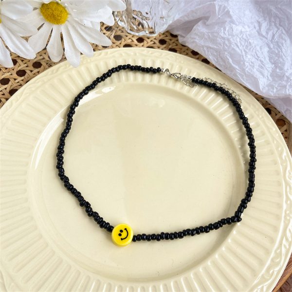 Black Howlite & Silver-Plated Smiley Beaded Choker Necklace Hot on Sale