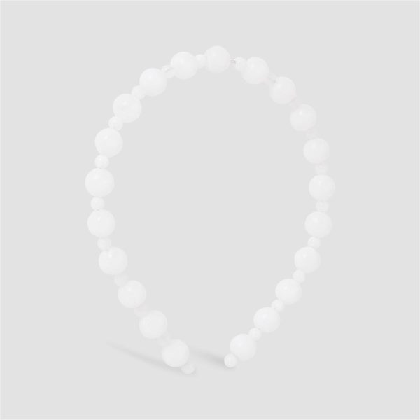 White Beaded Hard Headband For Cheap