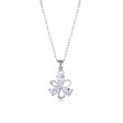 Crystal & Silver-Plated Pear Flower Pendant Necklace Fashion