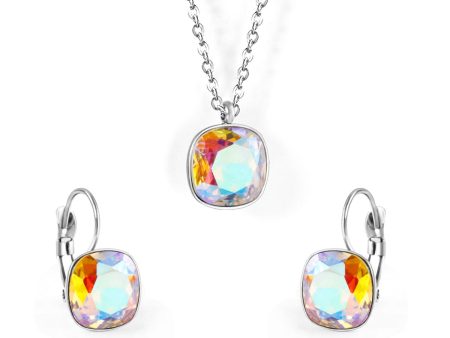 Colored Crystal & Silver-Plated Square Huggie Earring Set Online Sale