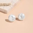 Pearl & Silver-Plated Hammered Round Stud Earrings Discount