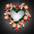 Red & Green Cubic Zirconia & 18K Gold-Plated Wreath Brooch Supply