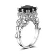 Black Crystal & Cubic Zirconia Skull Ring For Sale