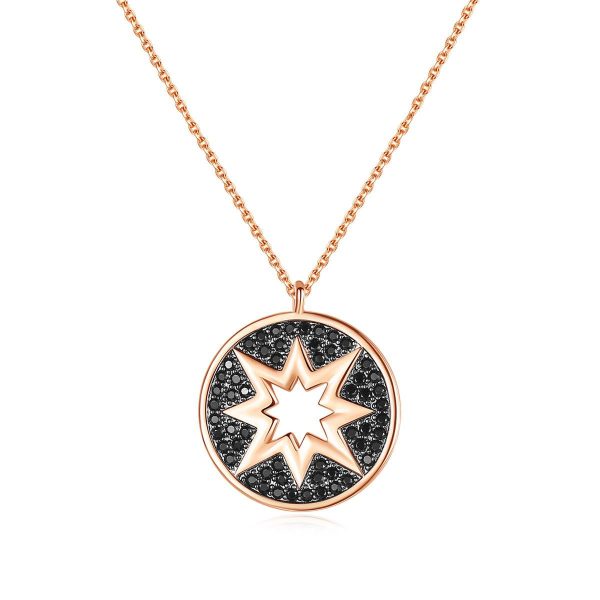 Black Cubic Zirconia & 18K Rose Gold-Plated Sun Pendant Necklace Sale