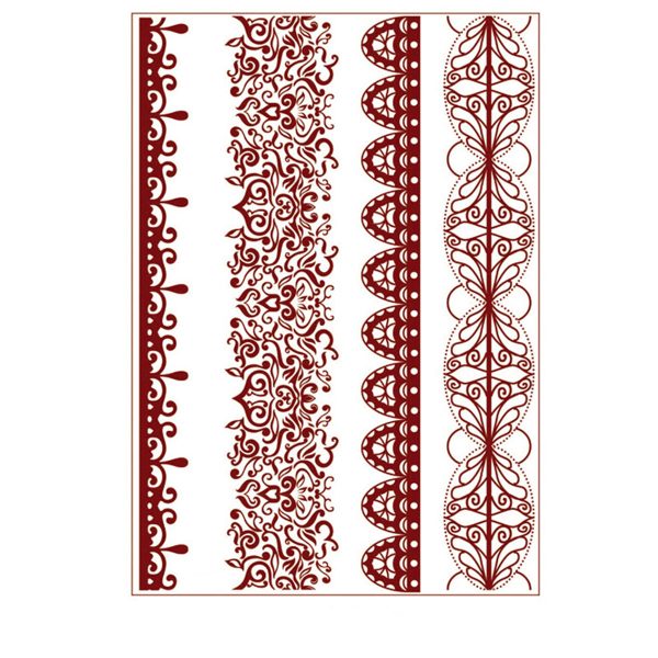 Red Abstract Stripe Temporary Tattoo Set - 5 Pcs Online now