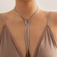 Silver-Plated Herringbone Chain Knot Lariat Necklace Sale