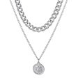 Silver-Plated Coin Figaro Pendant Necklace on Sale