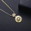 Black Cubic Zirconia & 18K Gold-Plated Floral Round Pendant Necklace Fashion