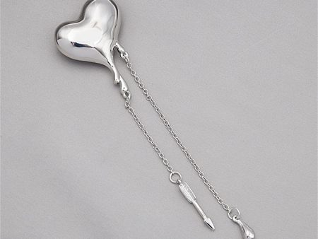 Silver-Plated Heart & Arrow Tassel Brooch Cheap