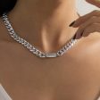 Silver-Plated Curb Chain Bar Choker Necklace Discount