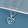 Blue Crystal & Cubic Zirconia Heart Pendant Necklace Online now